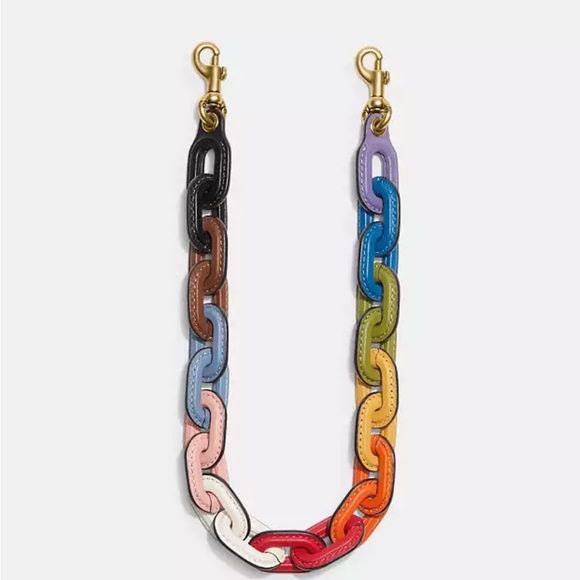 COACH Rainbow Leather Covered Short Chain Strap - Picture 5 of 6